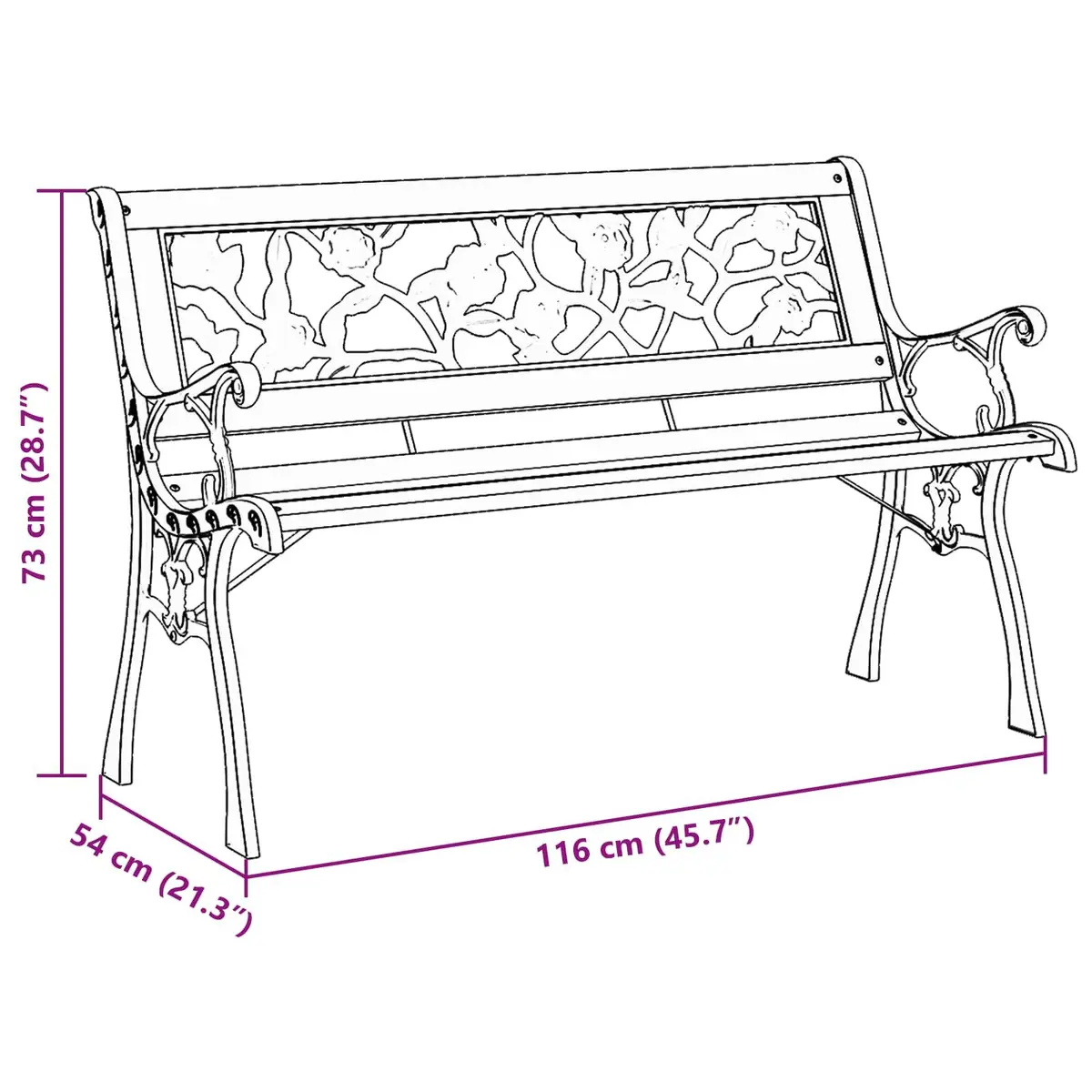 Garden Bench Brown Wooden Outdoor Seating with Cushion 116 x 54 x 73 cm