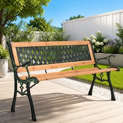 Garden Bench 116 cm Outdoor Seating with Cast Iron Feet and Solid Wood