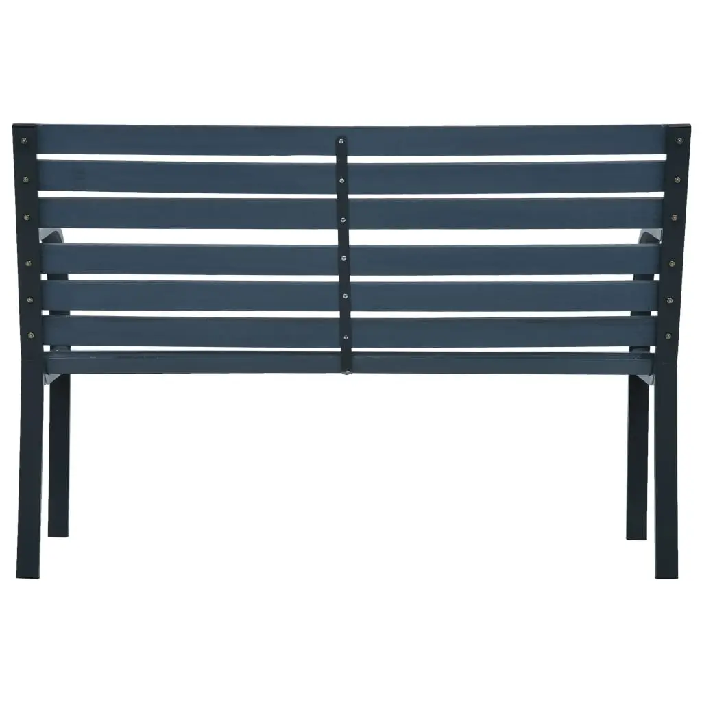 Garden Bench Wooden 112cm Grey Durable Backrest Outdoor Seating