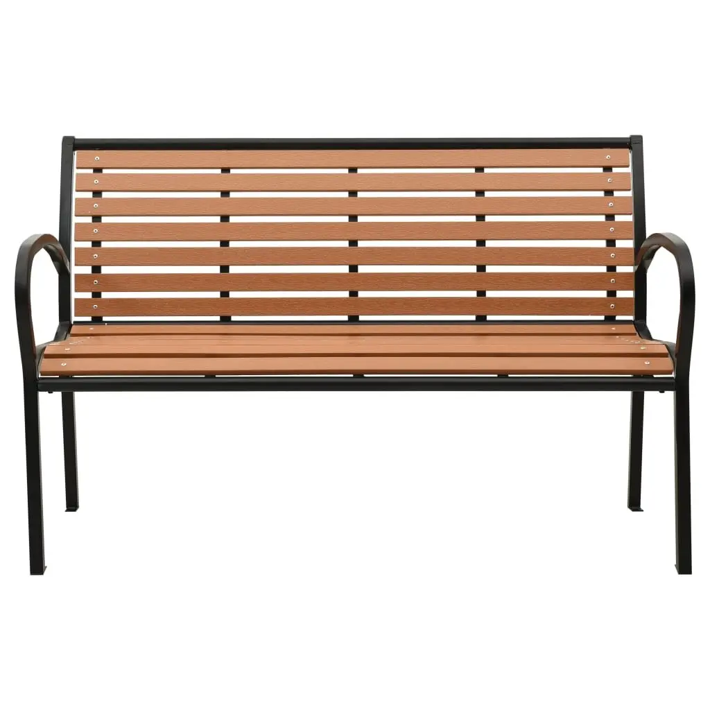 Garden Bench Brown 116cm Steel Frame WPC Slats Backrest