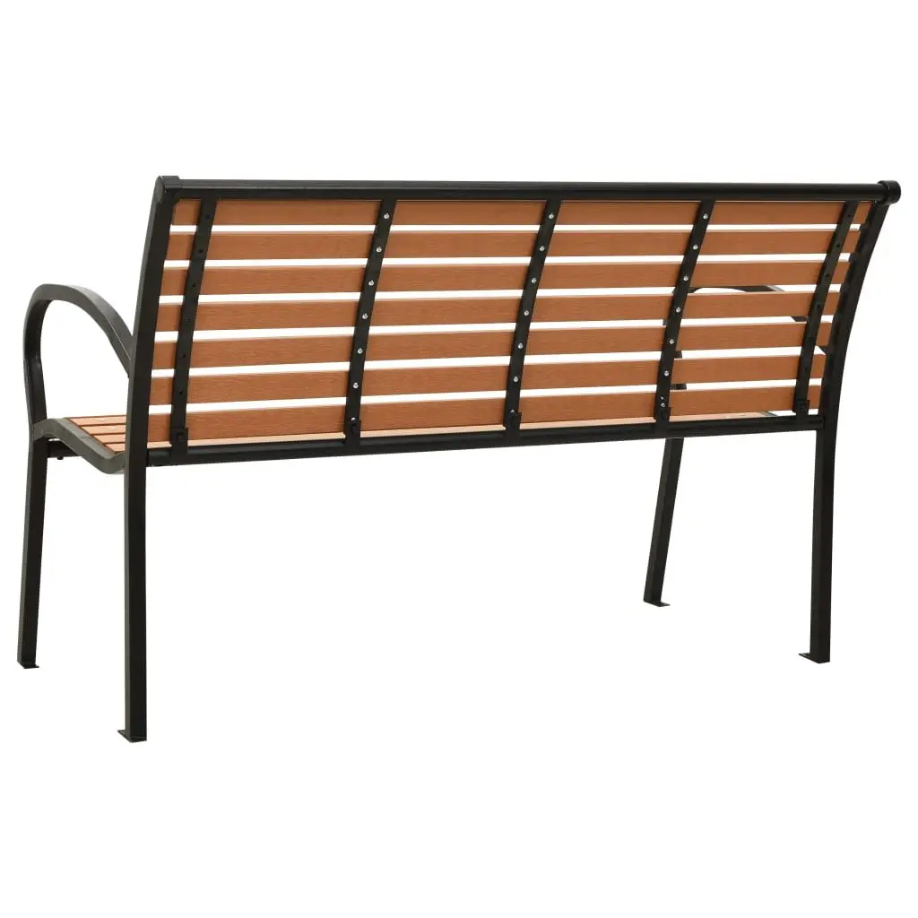 Garden Bench Brown 116cm Steel Frame WPC Slats Backrest