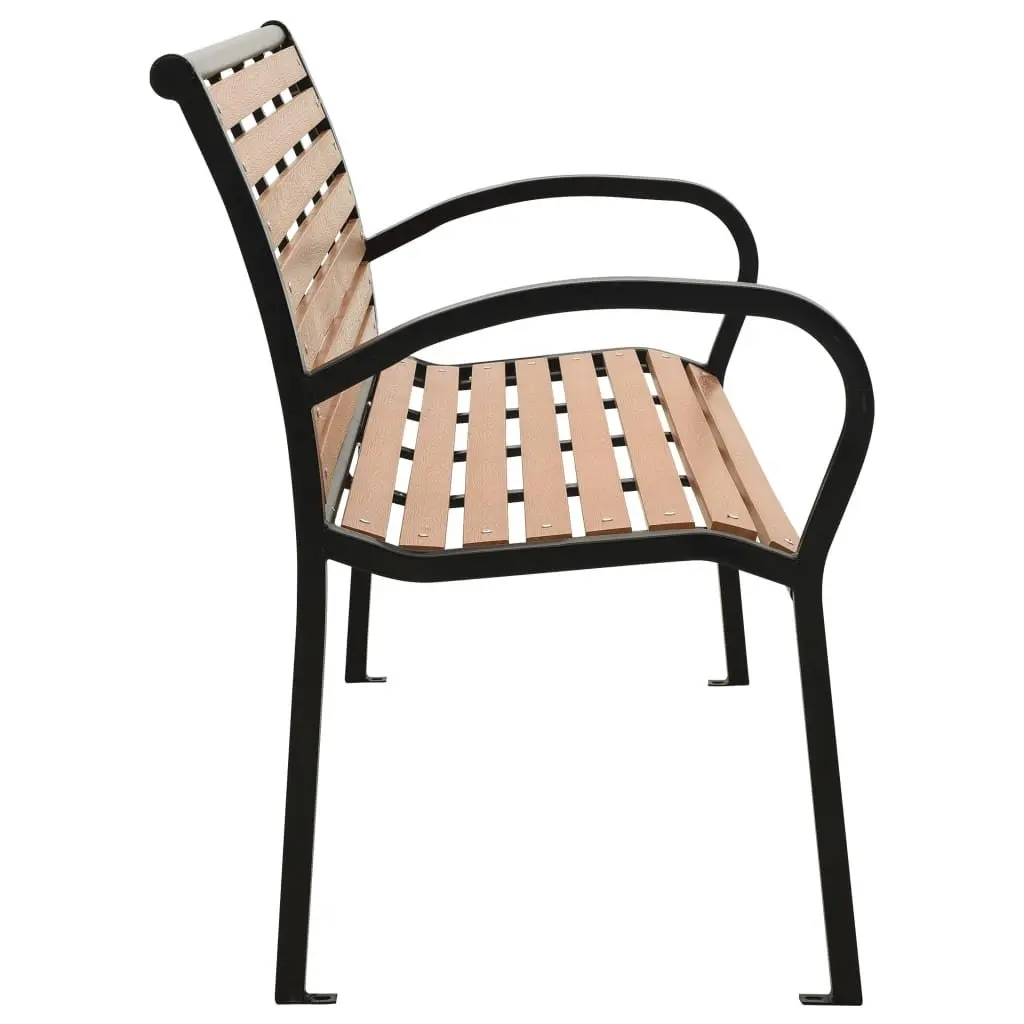 Garden Bench Brown 116cm Steel Frame WPC Slats Backrest