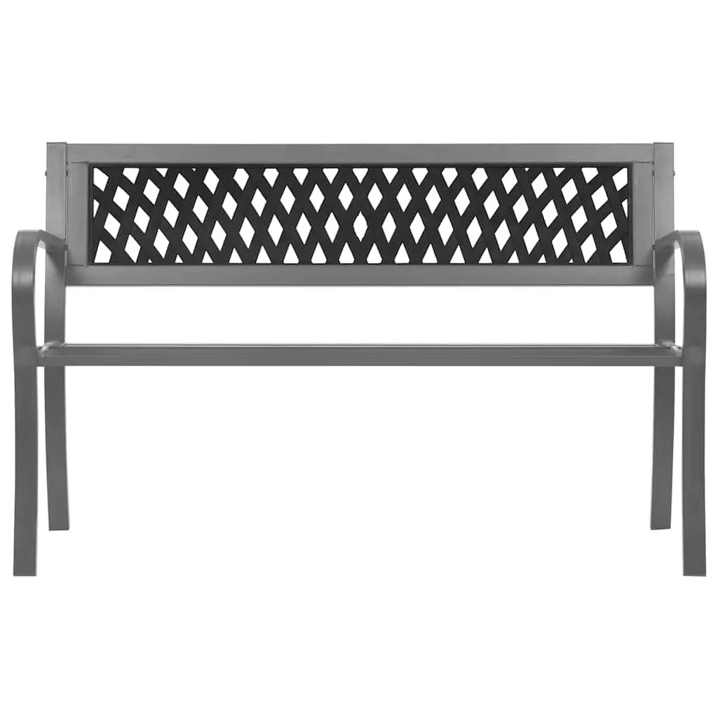Garden Bench Steel Frame 120cm Black Outdoor Seating with Backrest
