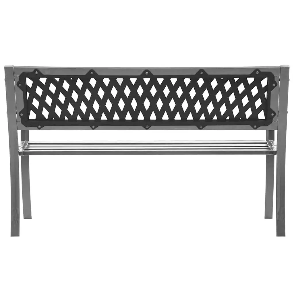 Garden Bench Steel Frame 120cm Black Outdoor Seating with Backrest