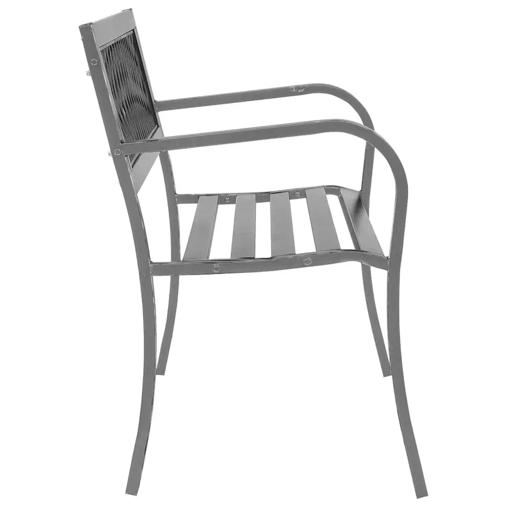 Garden Bench Steel Frame 120cm Black Outdoor Seating with Backrest
