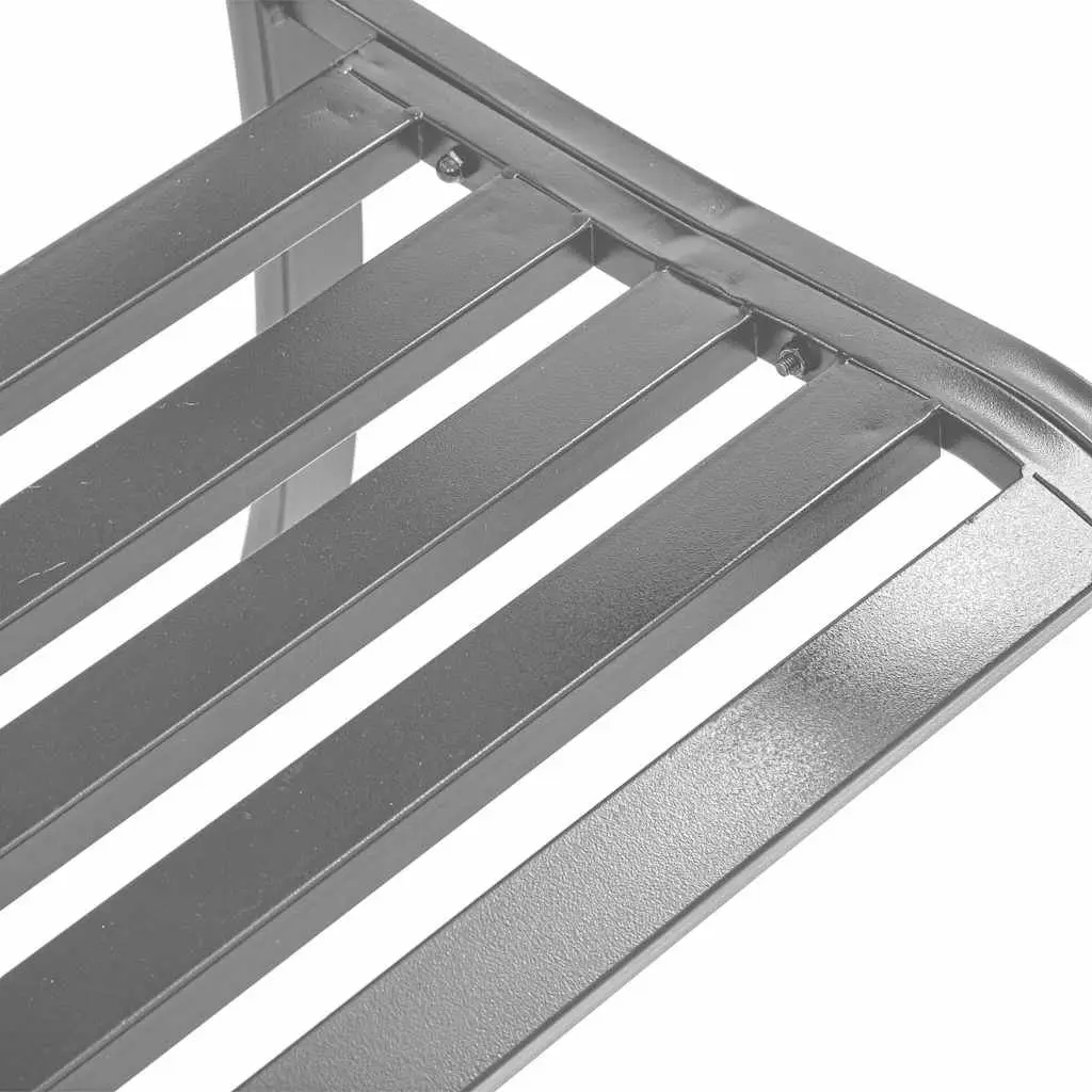 Garden Bench Steel Frame 120cm Black Outdoor Seating with Backrest