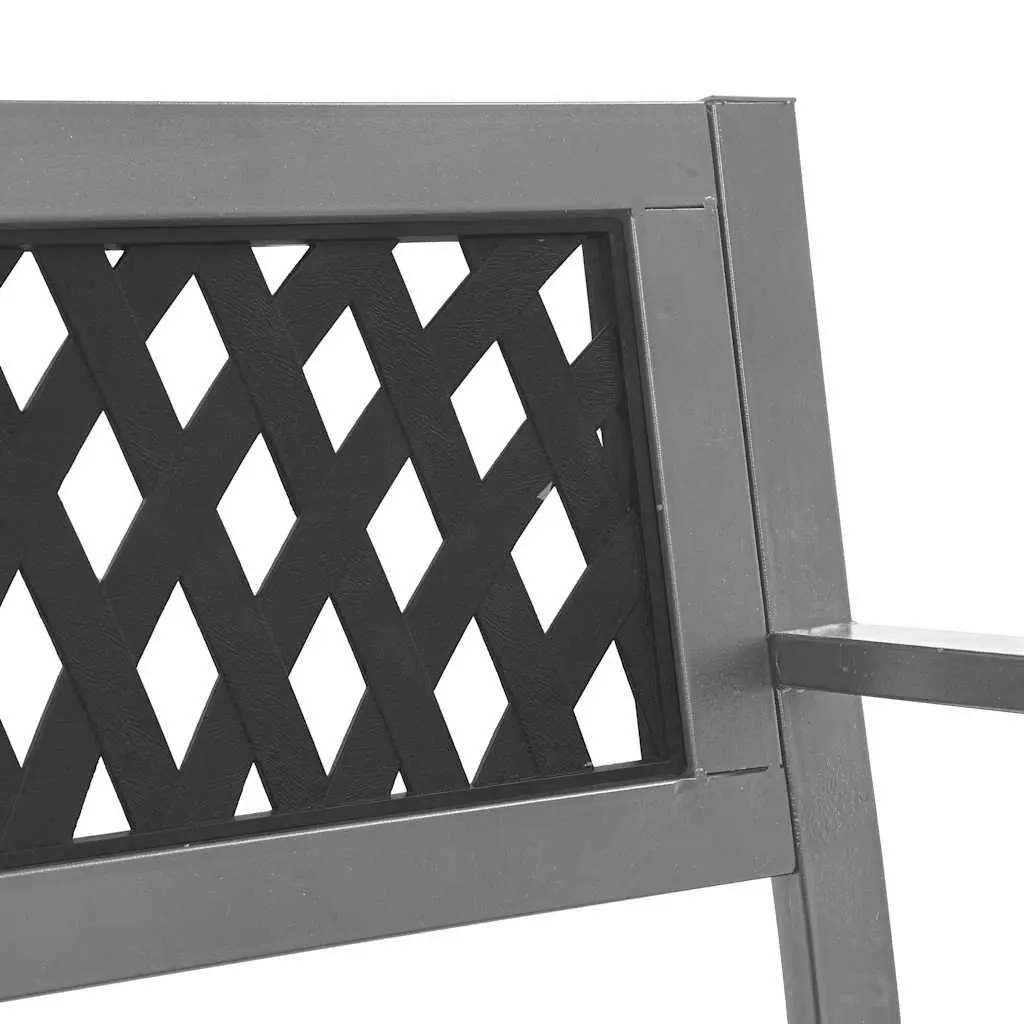 Garden Bench Steel Frame 120cm Black Outdoor Seating with Backrest