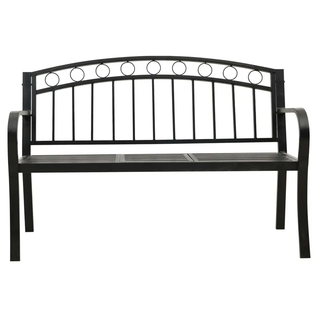 Garden Bench with Table Black 120cm Outdoor Seating Steel Frame Patio Furniture