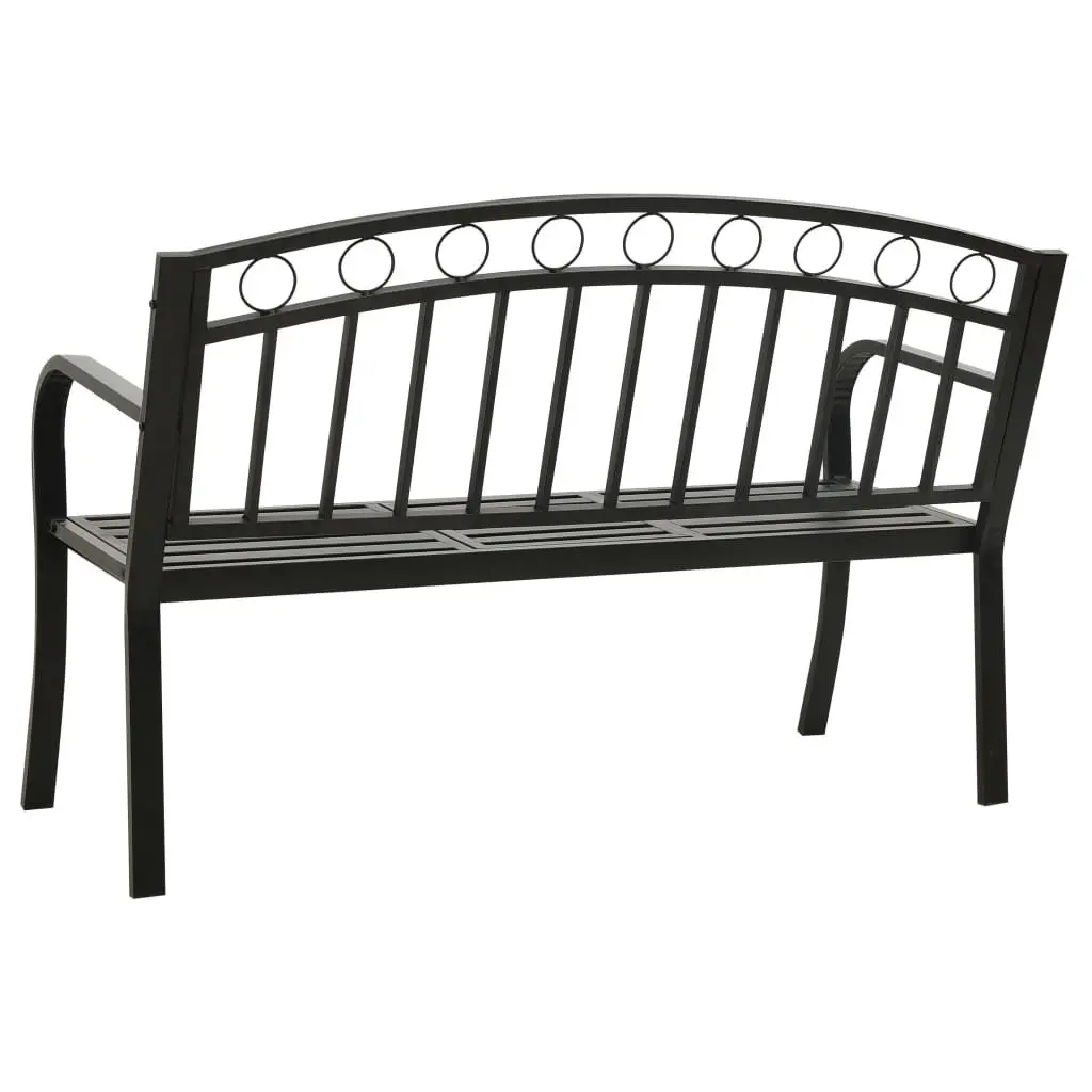 Garden Bench with Table Black 120cm Outdoor Seating Steel Frame Patio Furniture