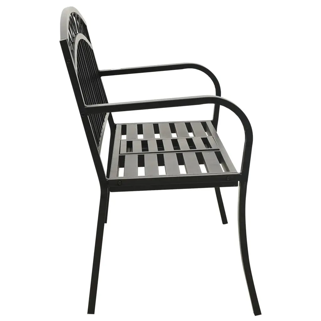 Garden Bench with Table Black 120cm Outdoor Seating Steel Frame Patio Furniture