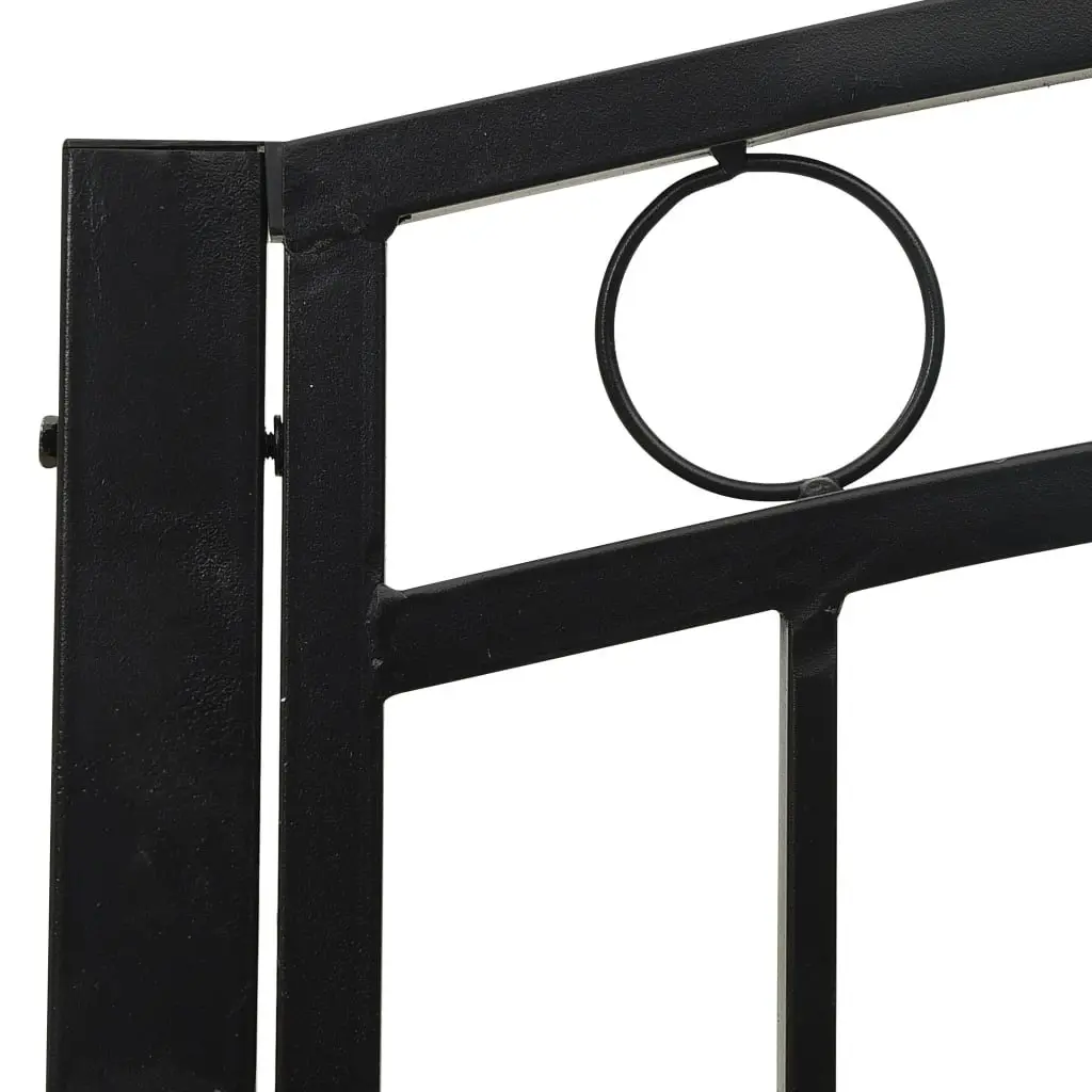Garden Bench with Table Black 120cm Outdoor Seating Steel Frame Patio Furniture