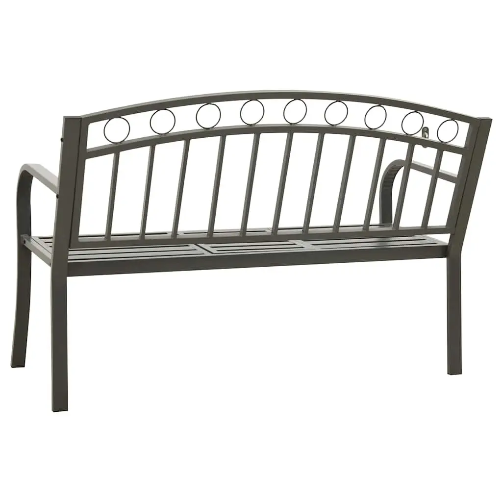 Garden Bench with Table 120cm Grey Steel Outdoor Seat Patio Garden Furniture