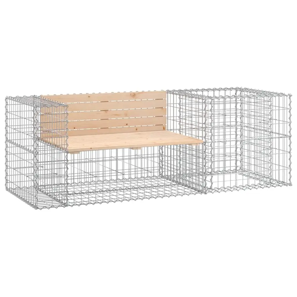 Garden Bench Solid Wood Pine with Galvanised Steel Gabion Basket Base Outdoor