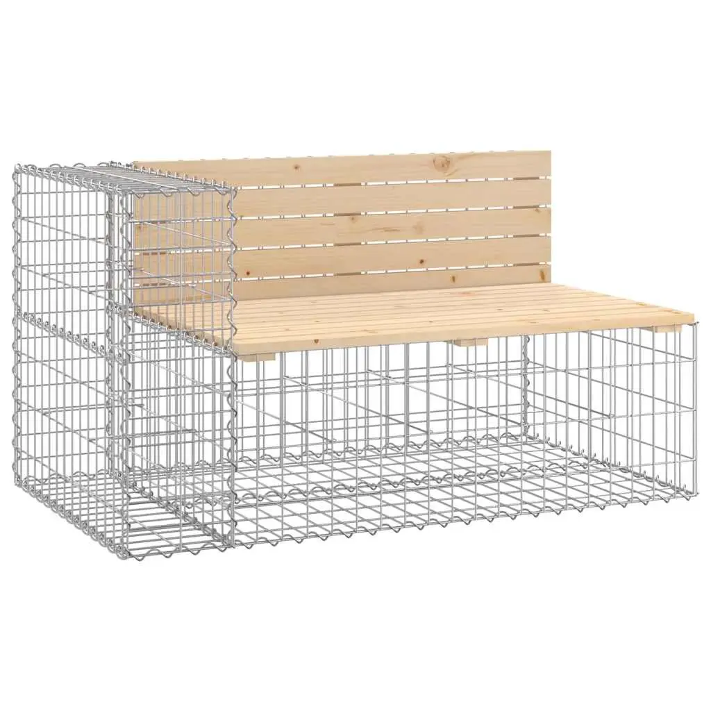 Garden Bench Solid Wood Pine with Galvanised Steel Gabion Basket Base Outdoor