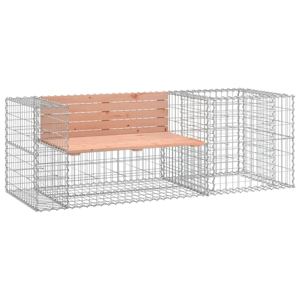 Garden Bench Solid Wood Seat Galvanised Steel Gabion Basket Base Compact Brown