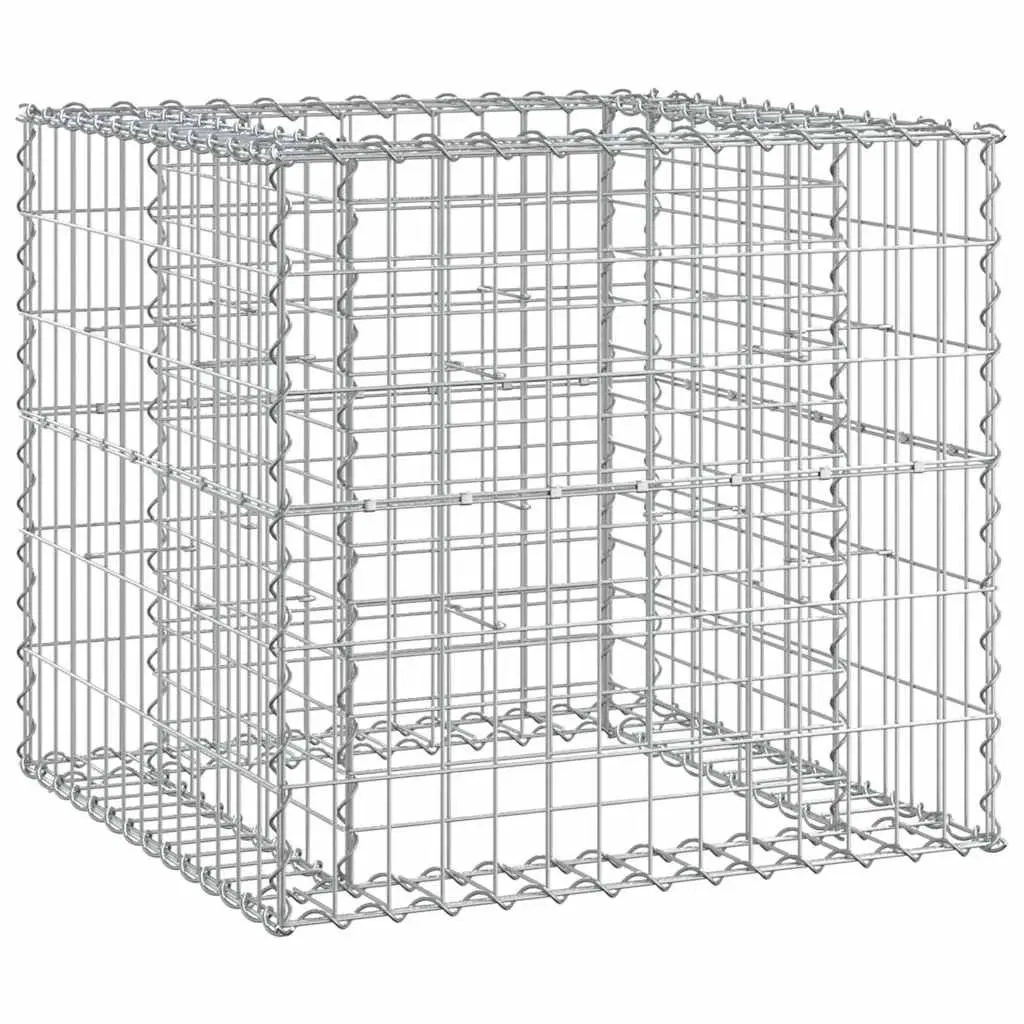 Garden Bench Solid Wood Seat Galvanised Steel Gabion Basket Base Compact Brown