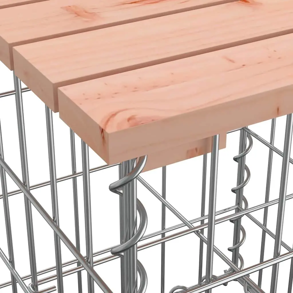Garden Bench Solid Wood Seat Galvanised Steel Gabion Basket Base Compact Brown