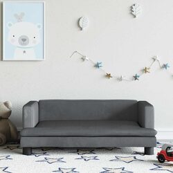Your Child's Cozy Grey Velvet Sofa Awaits