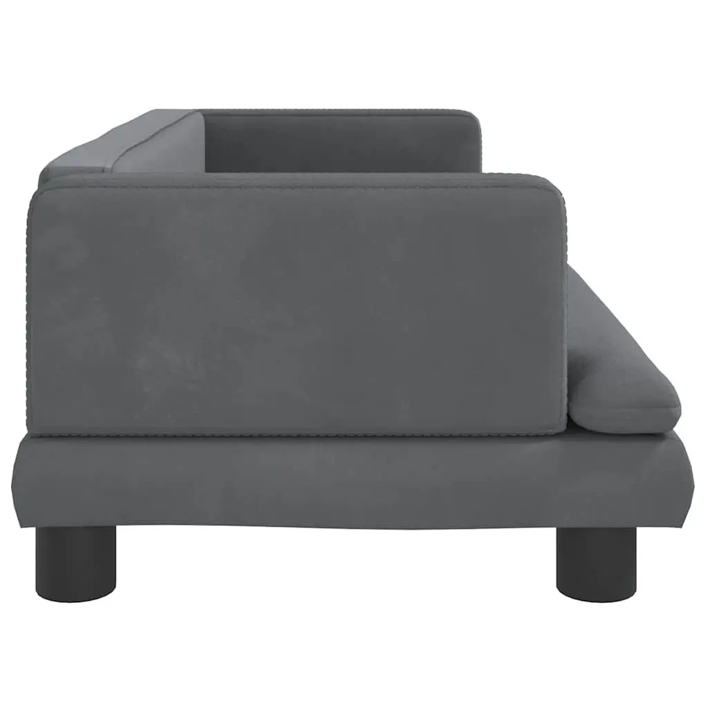 Children's Couch Grey Velvet Mini Sofa Padded Seating 80x45x30cm