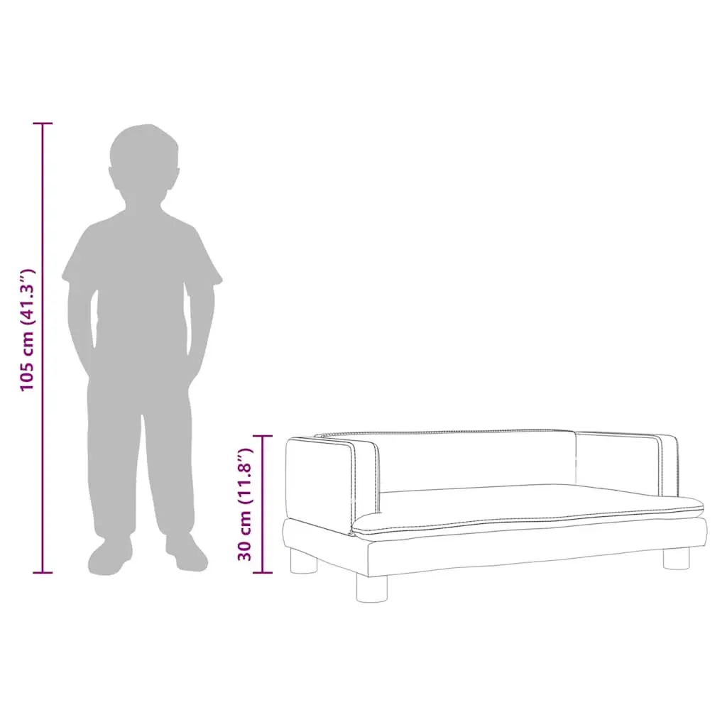 Children's Couch Grey Velvet Mini Sofa Padded Seating 80x45x30cm