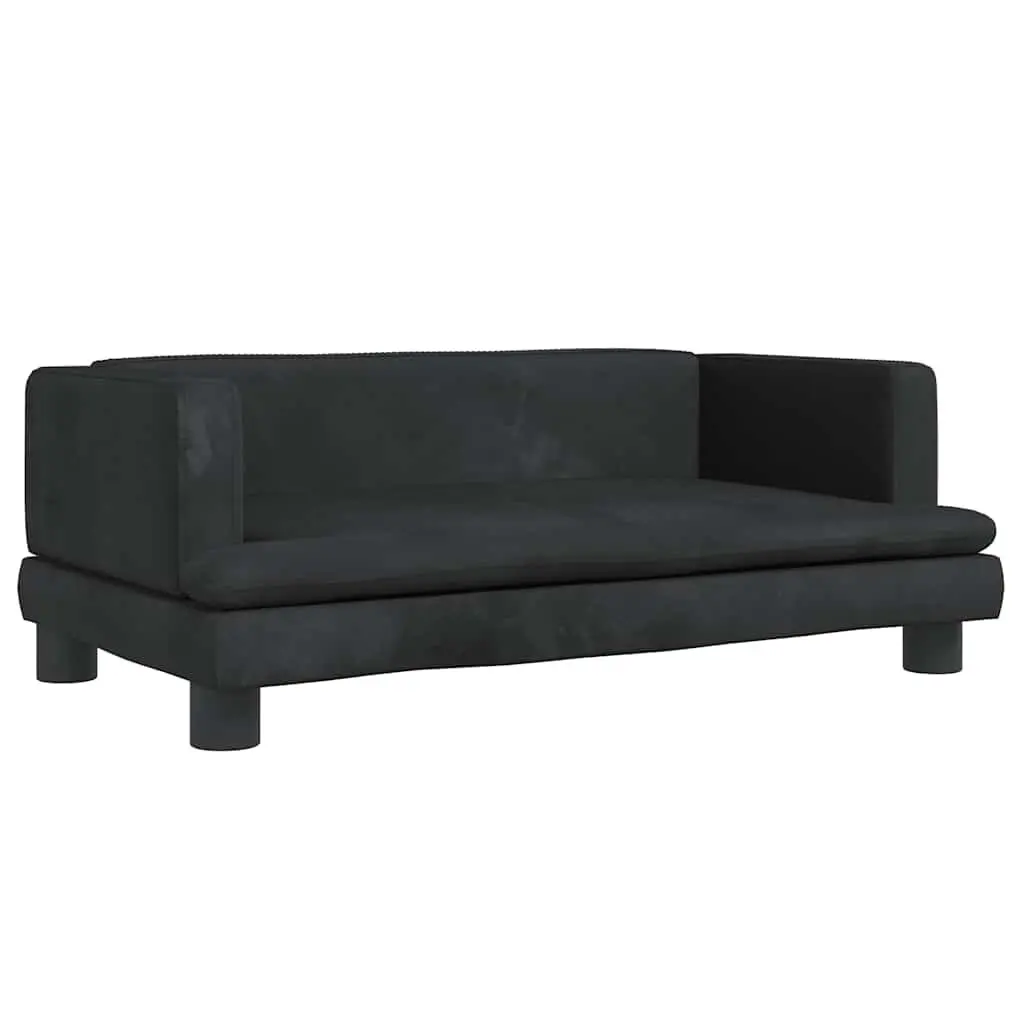 Kids Sofa Black Velvet Padded Small Furniture