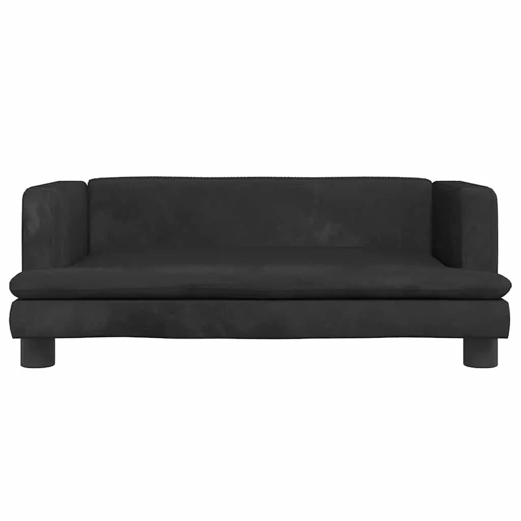 Kids Sofa Black Velvet Padded Small Furniture