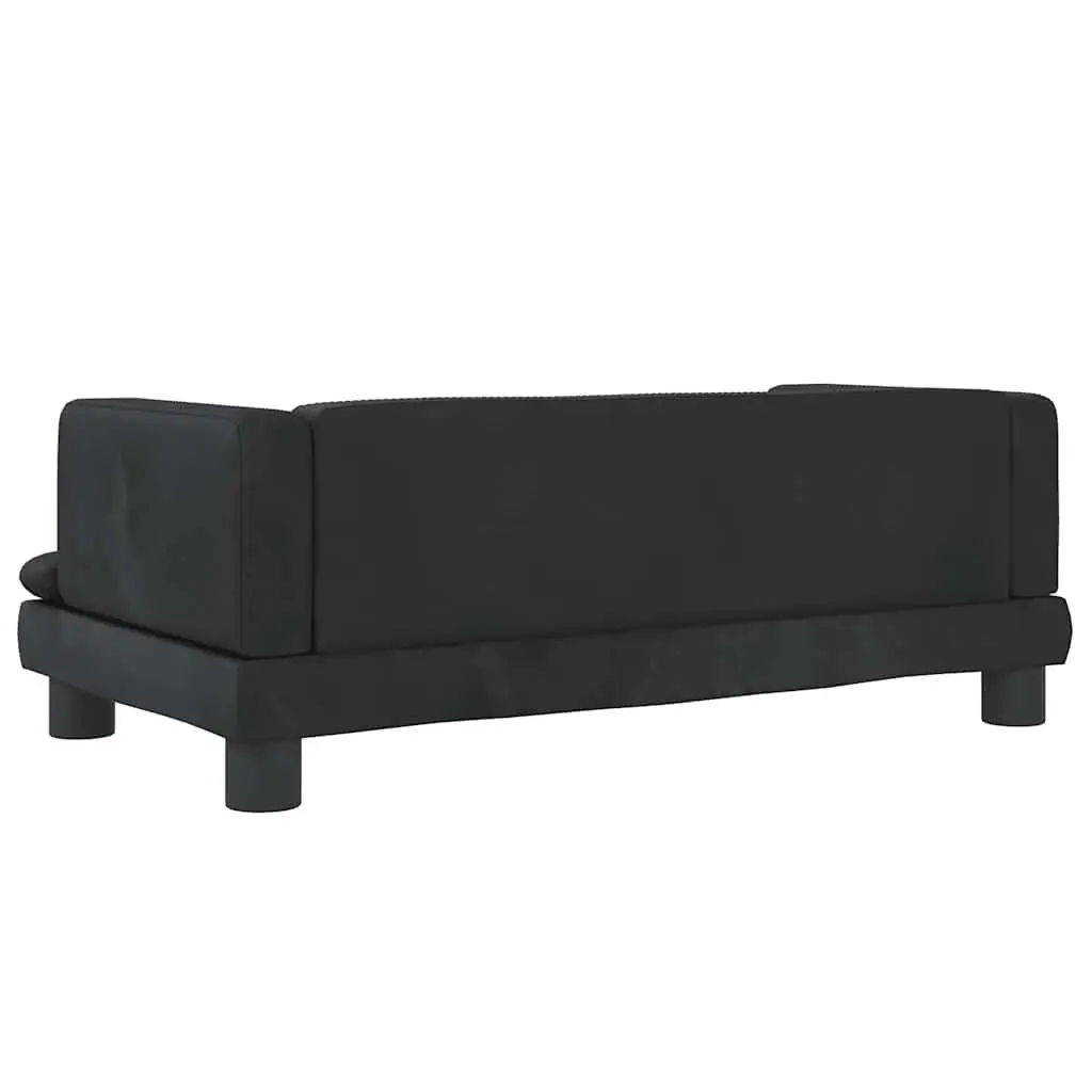 Kids Sofa Black Velvet Padded Small Furniture