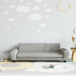 Friendly Kids Sofa: Grey Velvet Comfort for Your Child
