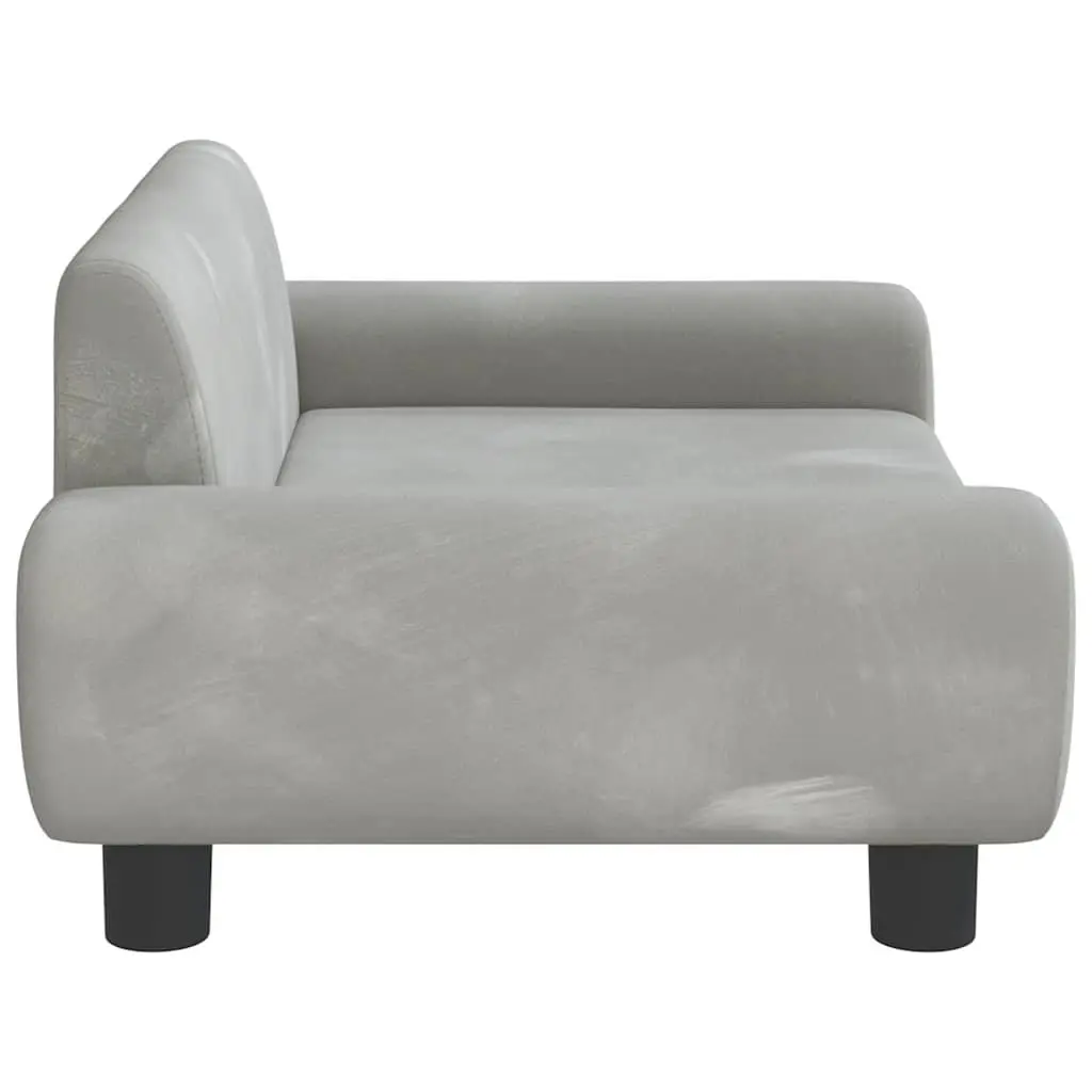 Kids Sofa Grey Velvet Padded Children's Couch Comfortable Relaxation Furniture