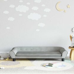 Friendly Grey Velvet Kids Sofa, Perfect for Playrooms