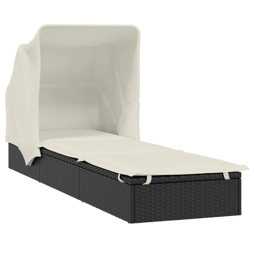 Sun Lounger Daybed Foldable Roof Adjustable Outdoor Garden Patio Recliner Chair