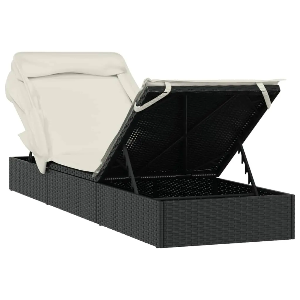 Sun Lounger Daybed Foldable Roof Adjustable Outdoor Garden Patio Recliner Chair