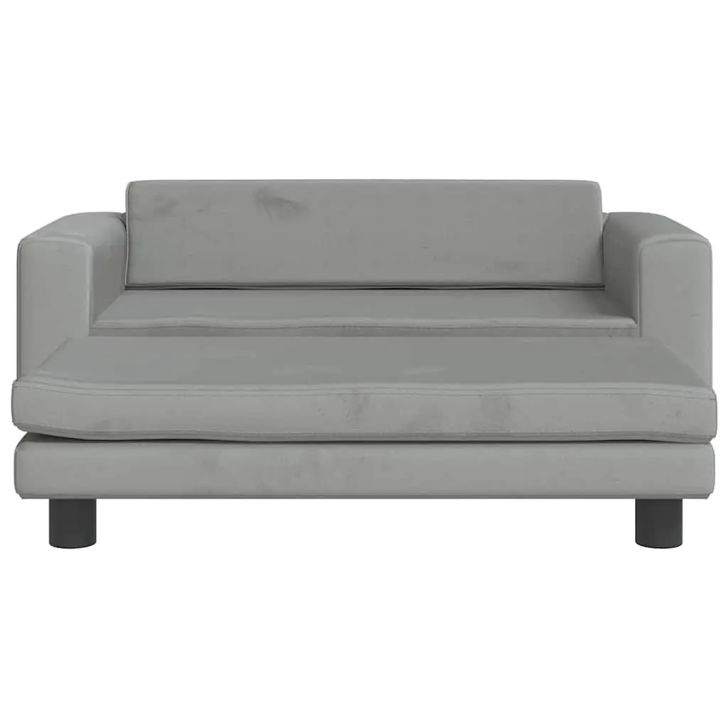 Kids Sofa with Footstool Grey Padded Children's Couch Relaxing Furniture