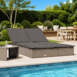 Relax Together with Our Grey 2-Person Sun Lounger