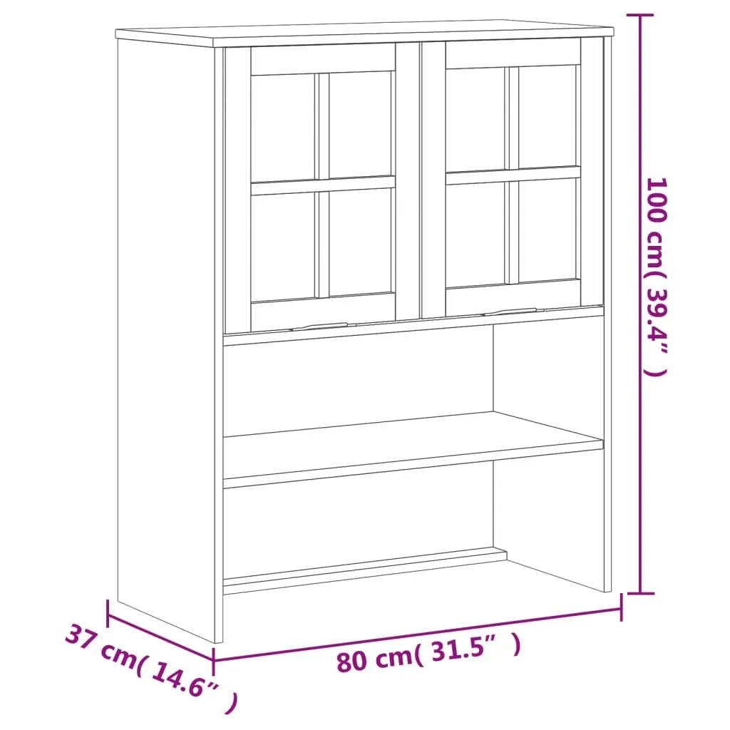 Highboard Storage Cabinet with Glass Doors Shelves Drawers Solid Pine Wood