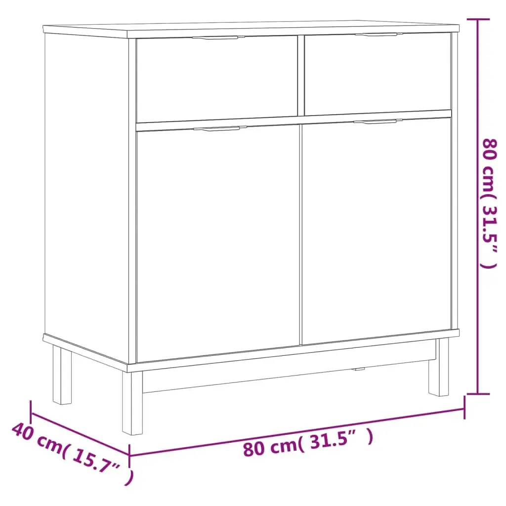 Highboard with Glass Doors Brown Solid Wood Storage Cabinet Shelves Drawers