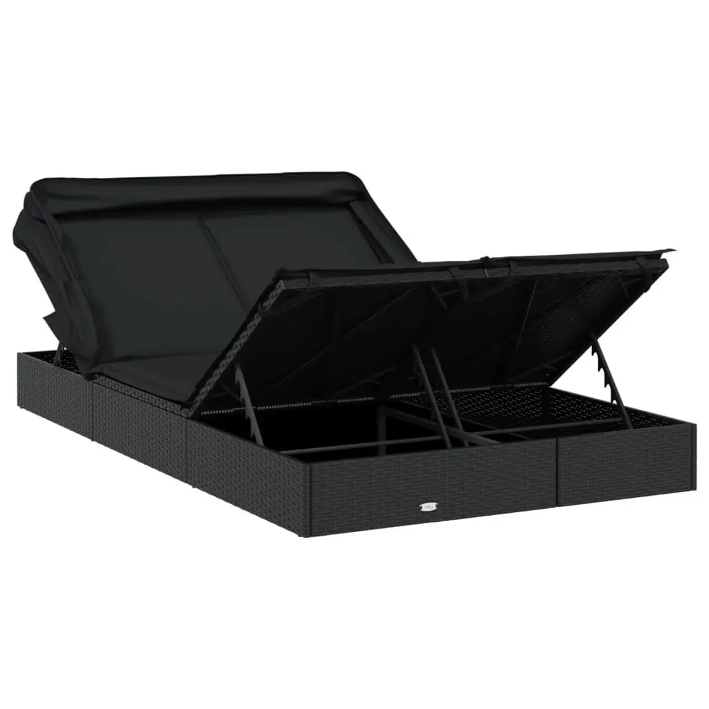 2-Person Sun Lounger Daybed Foldable Canopy Roof Garden Patio Outdoor Seating