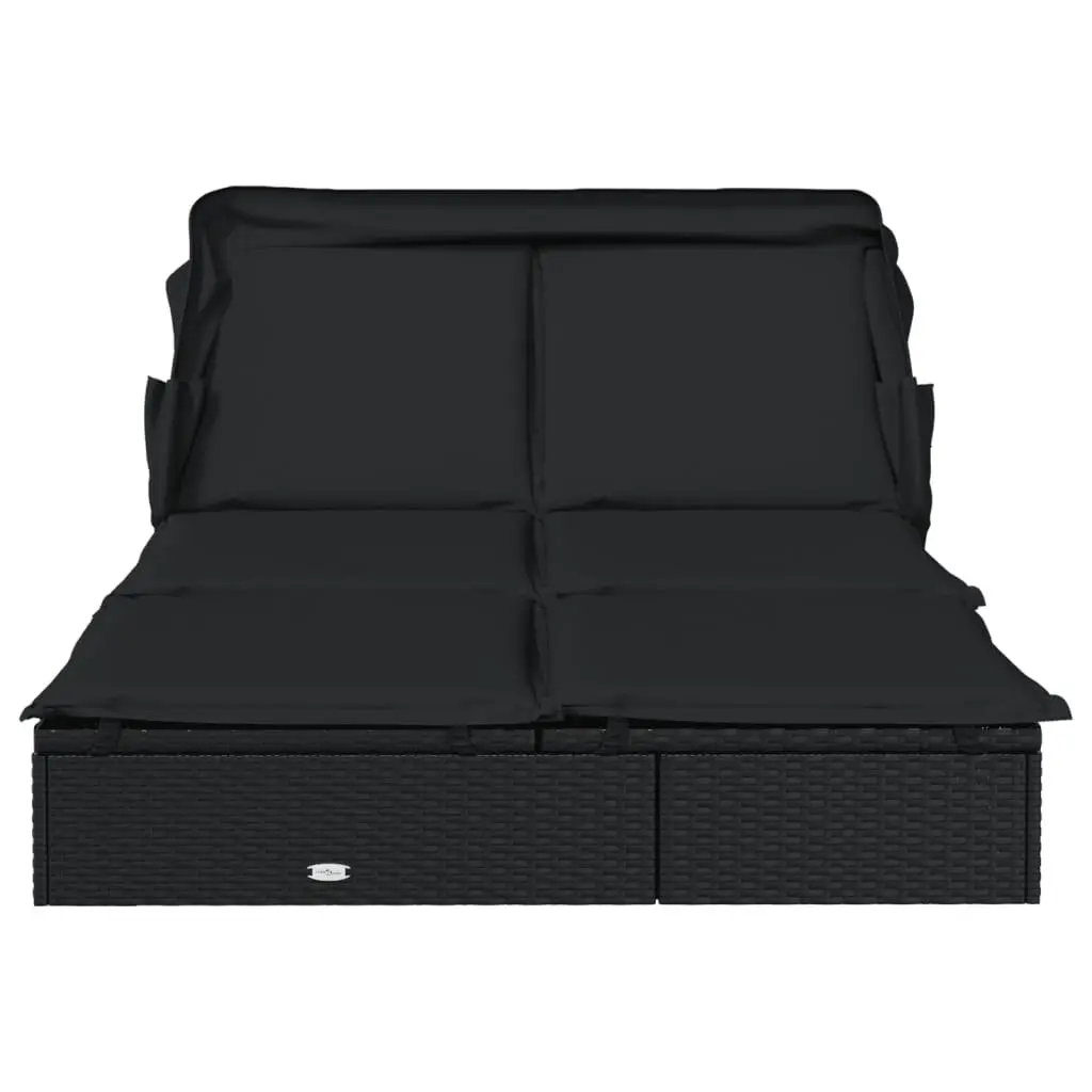 2-Person Sun Lounger Daybed Foldable Canopy Roof Garden Patio Outdoor Seating