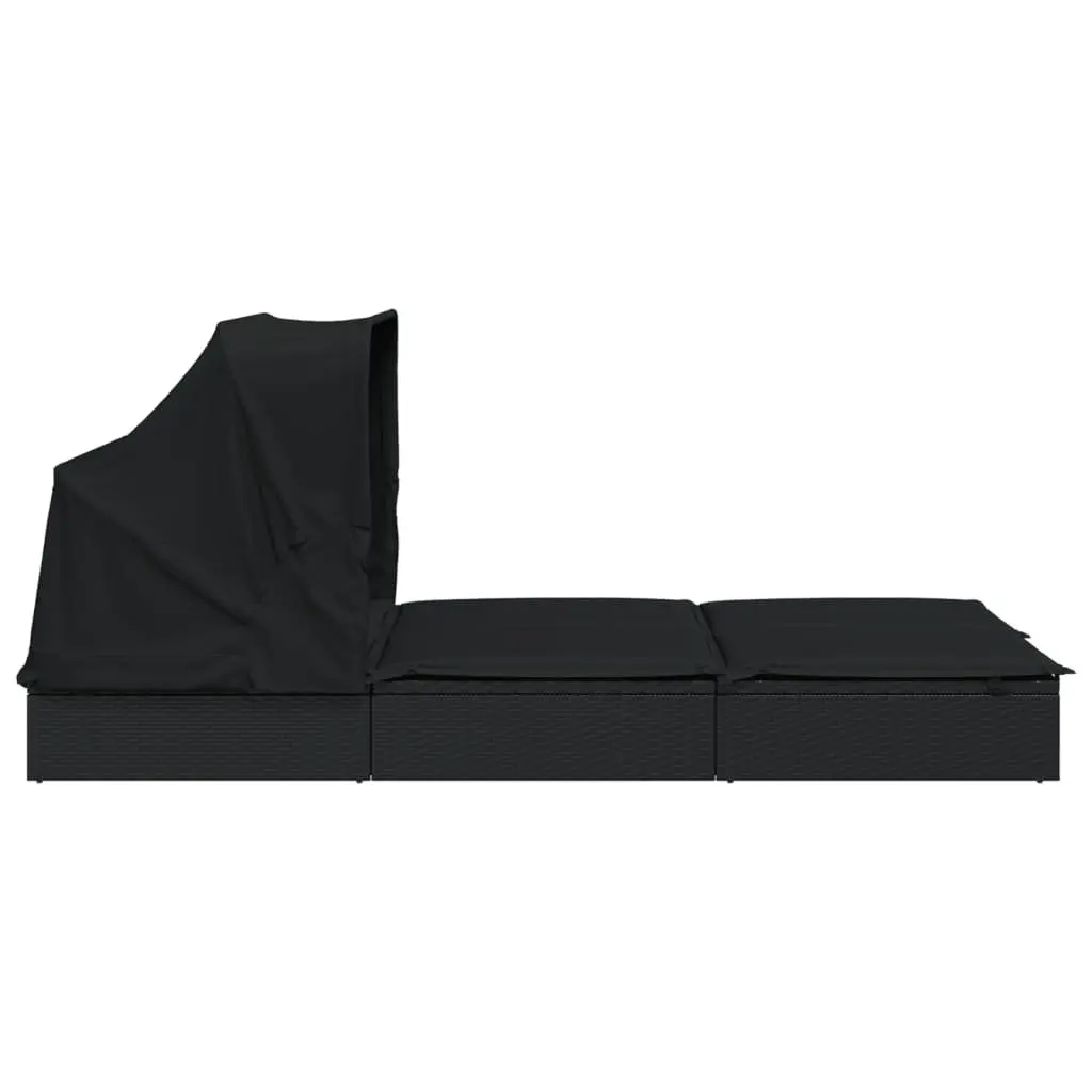 2-Person Sun Lounger Daybed Foldable Canopy Roof Garden Patio Outdoor Seating