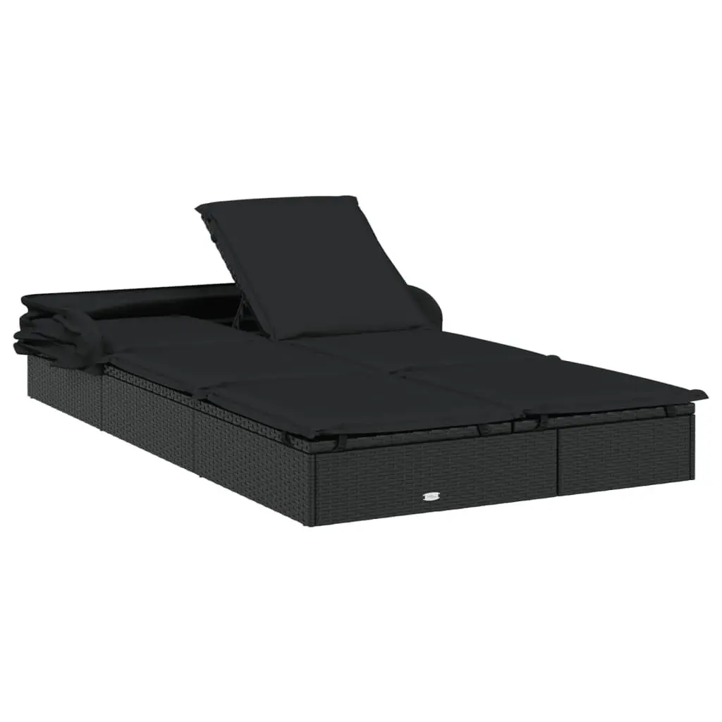 2-Person Sun Lounger Daybed Foldable Canopy Roof Garden Patio Outdoor Seating