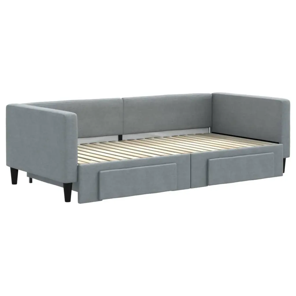 Daybed with Trundle and Storage Drawers Grey 90x190cm