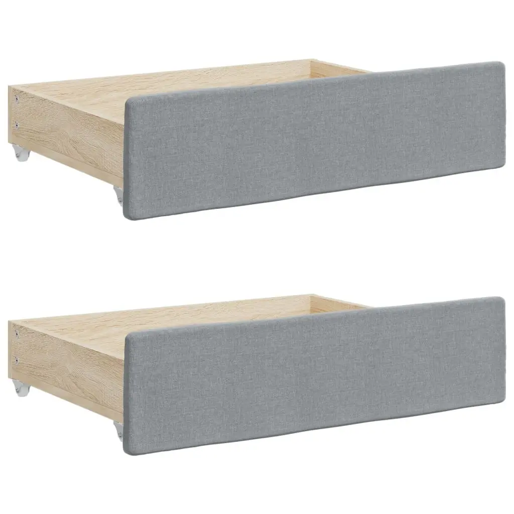 Daybed with Trundle and Storage Drawers Grey 90x190cm