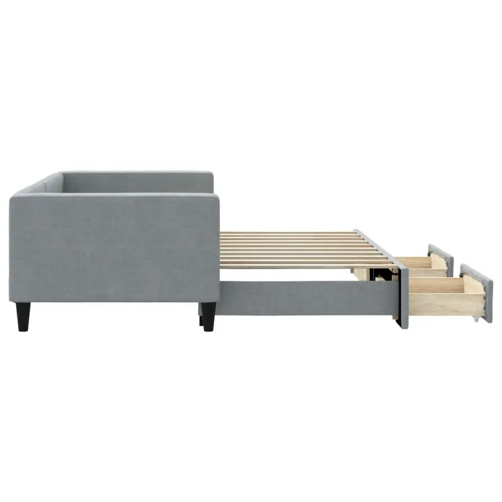 Daybed with Trundle and Storage Drawers Grey 90x190cm