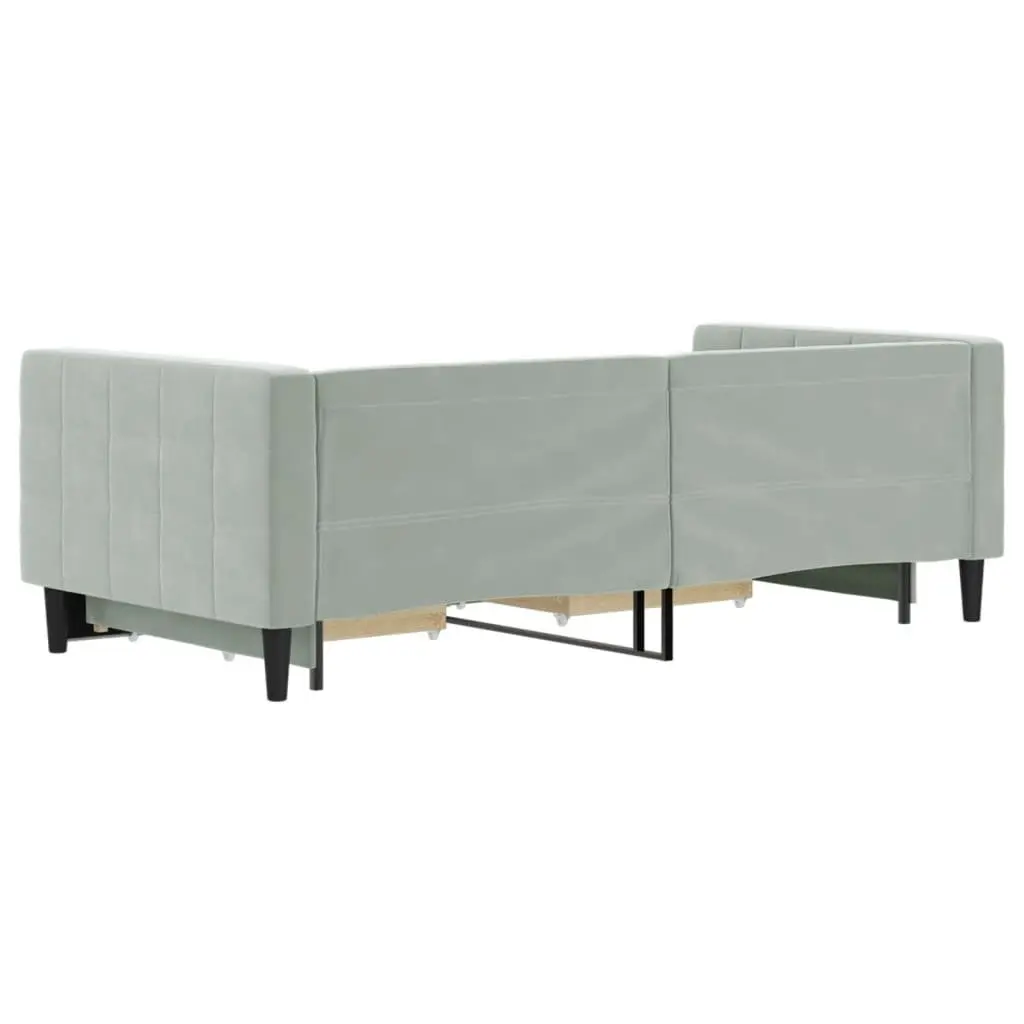 Daybed with Trundle and Storage Drawers 90x190 cm Sofa Bed Grey Convertible