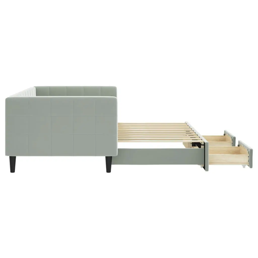 Daybed with Trundle and Storage Drawers 90x190 cm Sofa Bed Grey Convertible