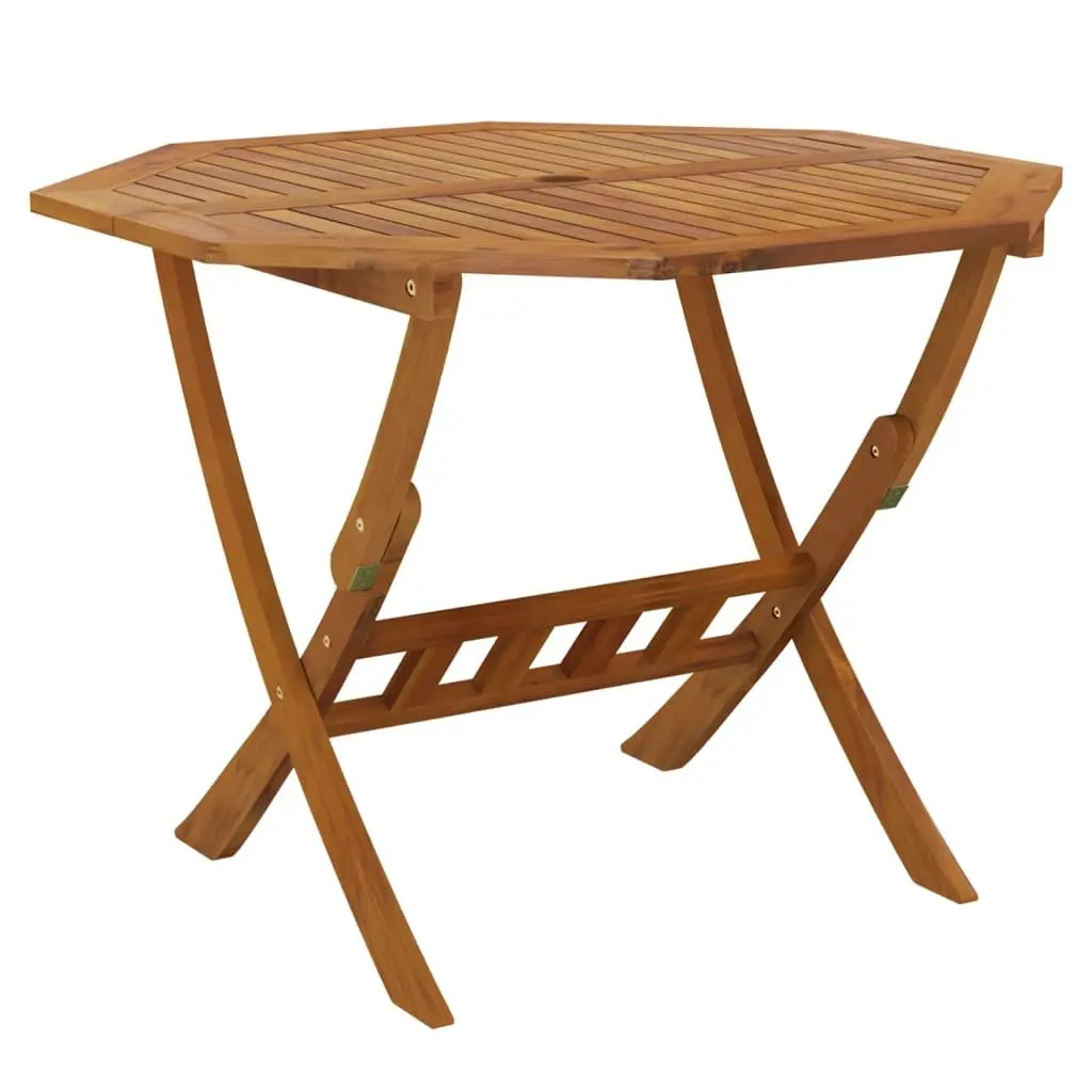 Folding Garden Table Brown Wood 90x75cm Outdoor Patio Dining Furniture