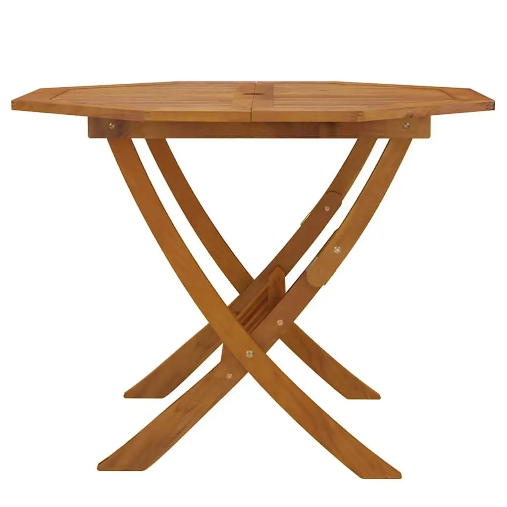 Folding Garden Table Brown Wood 90x75cm Outdoor Patio Dining Furniture