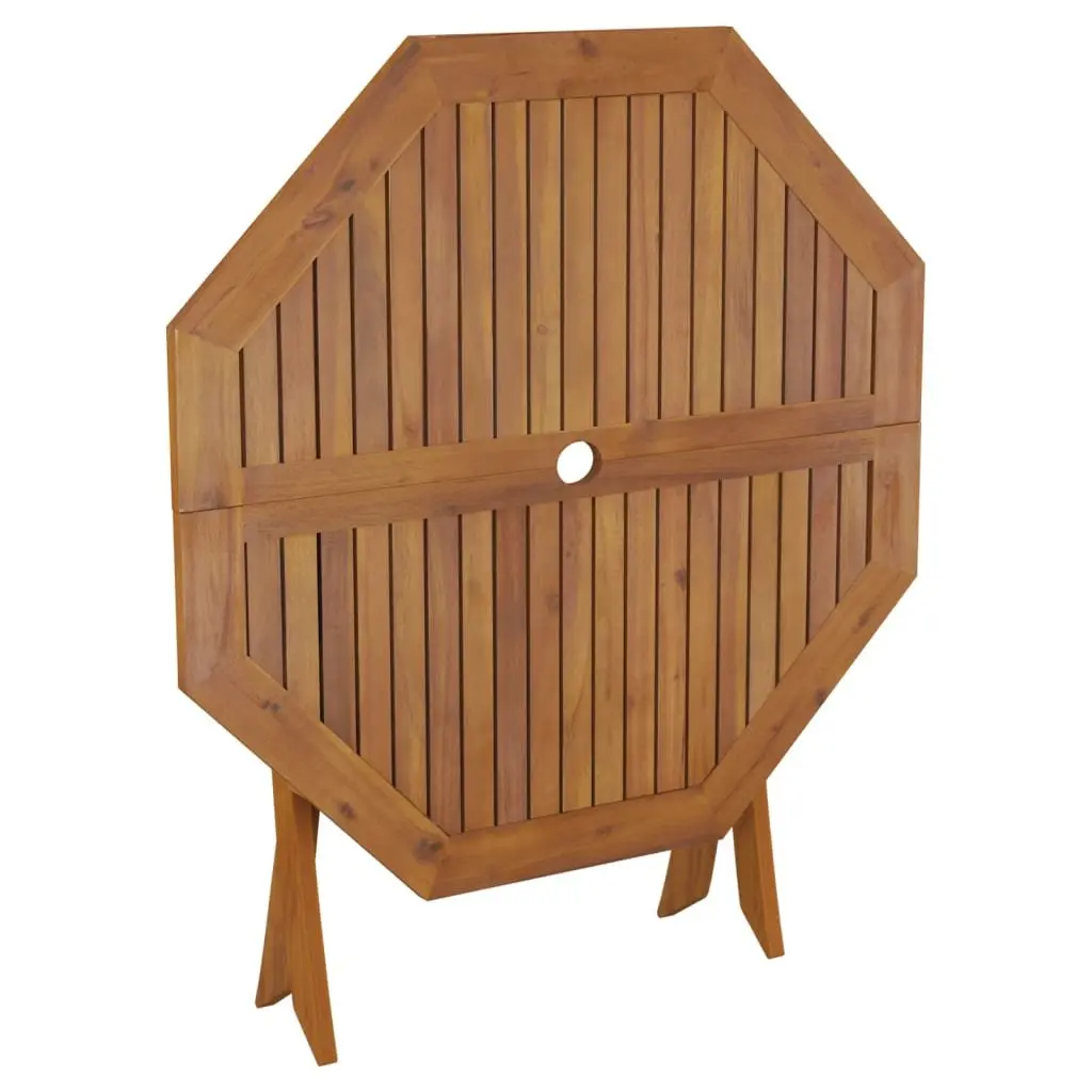 Folding Garden Table Brown Wood 90x75cm Outdoor Patio Dining Furniture