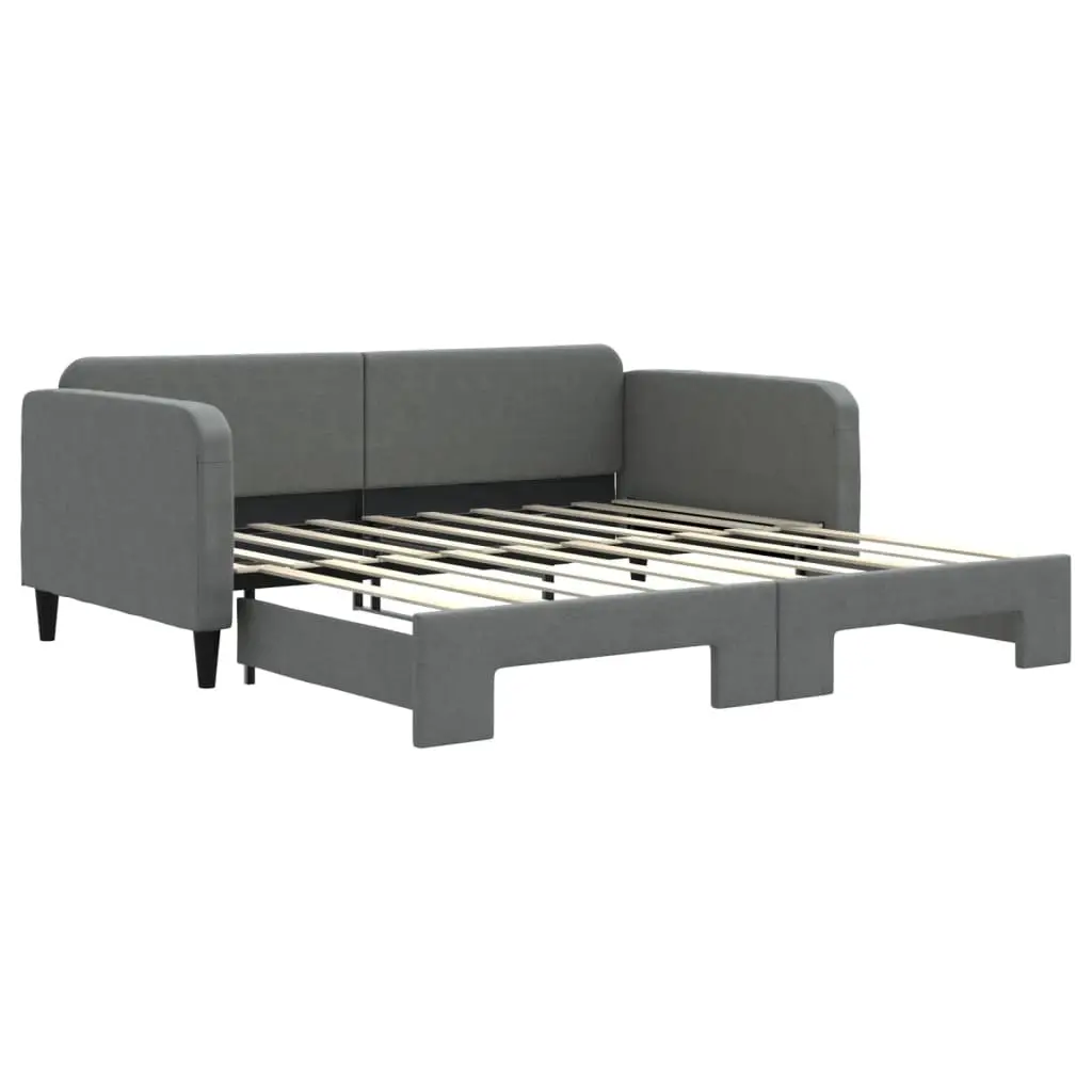 Daybed with Trundle Sofa Bed Frame Grey 90x190 cm Guest Bedroom Living Room