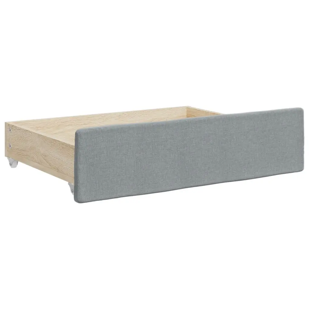 Daybed with Trundle and Storage Drawers Grey 90 x 190 cm